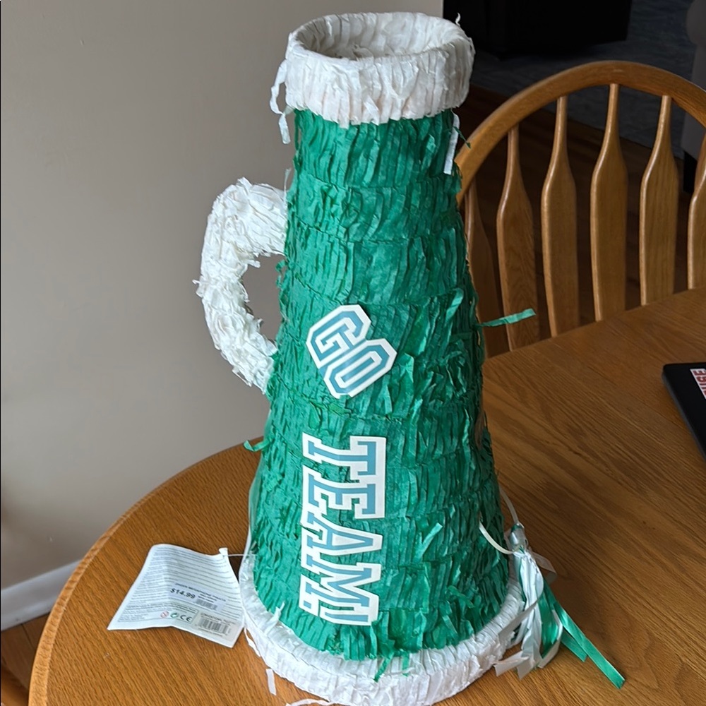 Green and White Cheer Megaphone Piñata